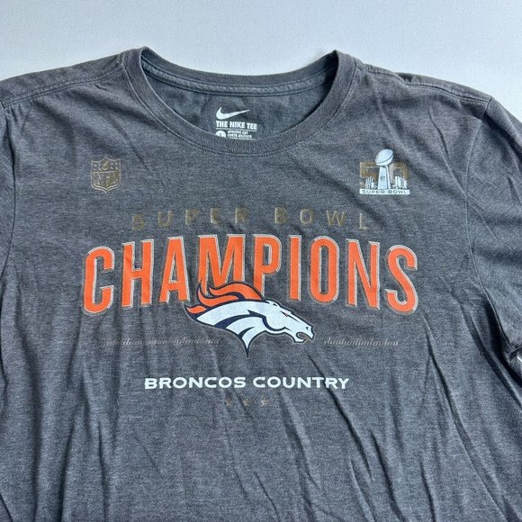 NIKE Athletic Cut Denver Broncos Super Bowl USA T-Shirt Gray Short Sleeve Mens L - Picture 3 of 9